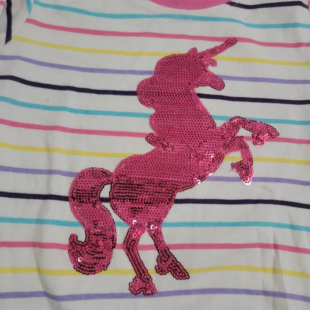 Little Blue House‎ 4 Pajama Set Girls Pink Sequin Unicorn Striped Rainbow Blue